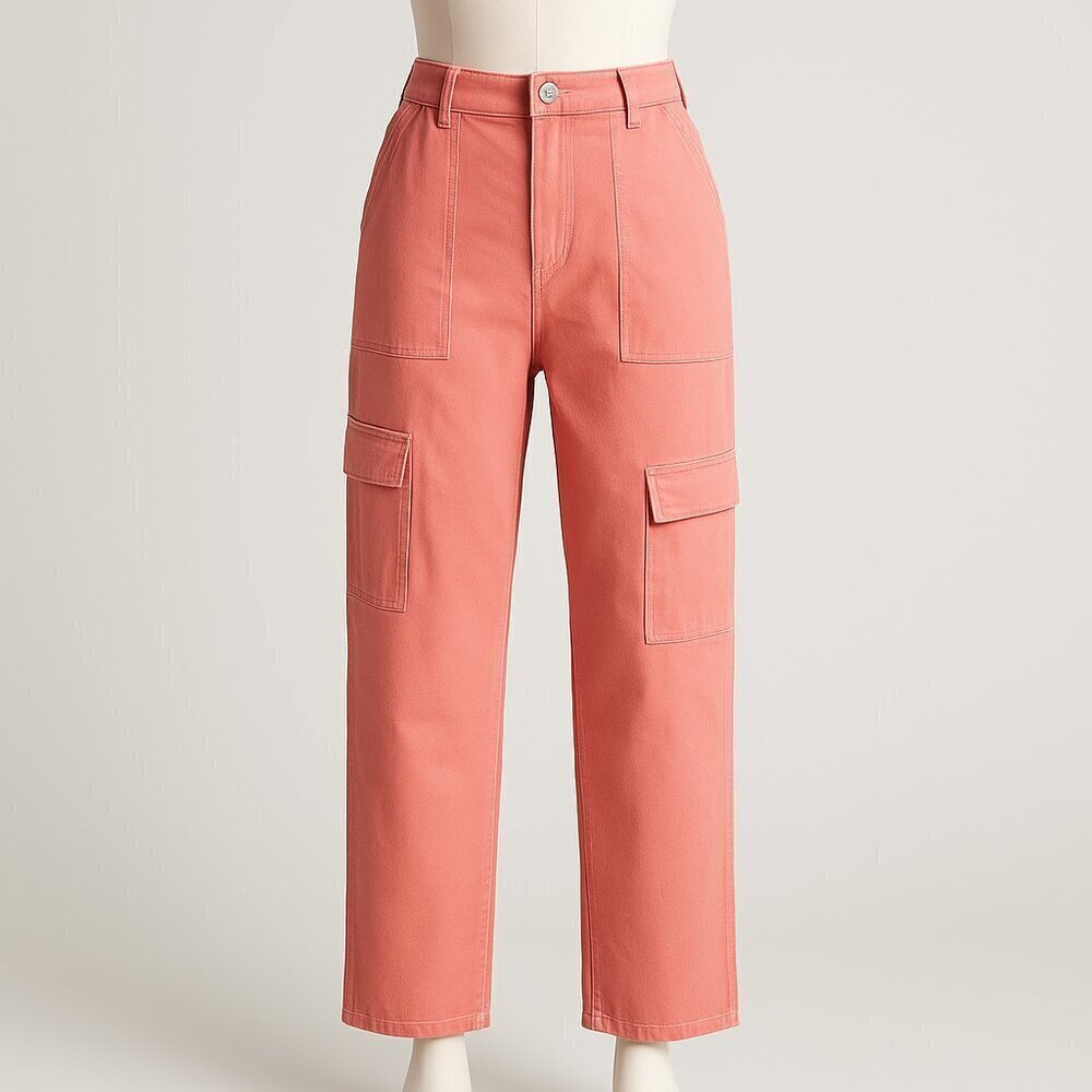 AGOLDE x Anthropologie Womens Sz 32 Cooper Cargo Jeans High-Rise Grapefruit NWT